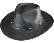 Black cowboy hat with studded band.