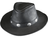 Black leather hat with silver conchos.