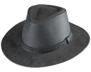 Black fedora hat on black background.