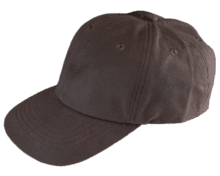 Brown baseball cap on black background.