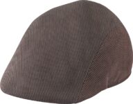 Brown corduroy flat cap on display.