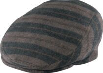 Striped flat cap in brown and gray.